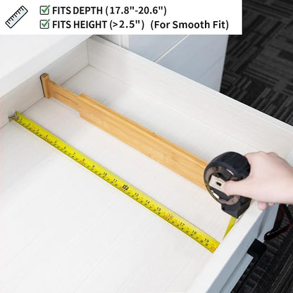 Utoplike 4 pcs Bamboo Kitchen Drawer Dividers Large, Adjustable Drawer - Image 6