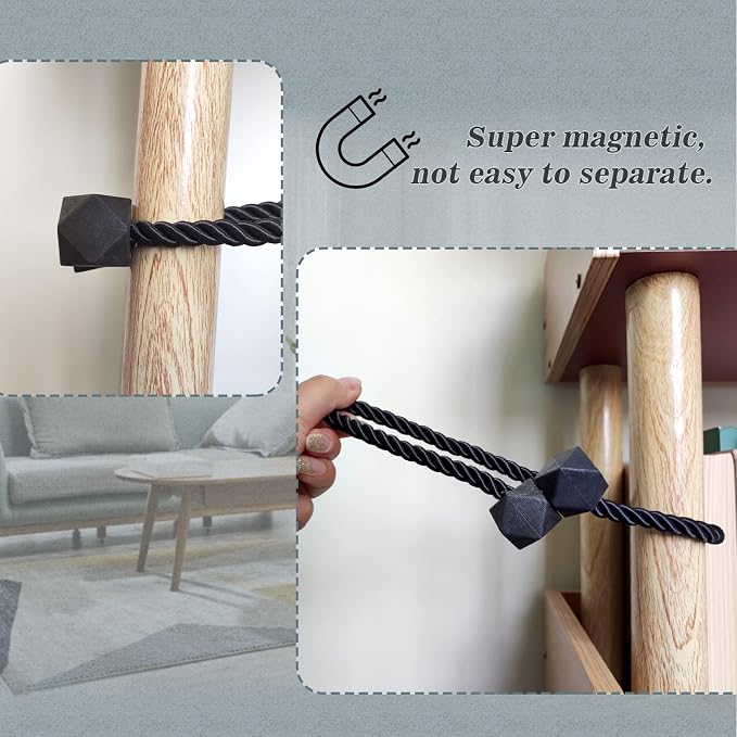 Hion Magnetic Curtain Tiebacks Golden 6 Pack, Curtain Tiebacks Buckles - Image 6