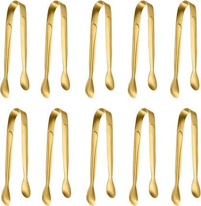 10 Pack Small Ice Tongs Sugar Tongs, Stainless Steel Mini Serving Appetizers by TOUGS