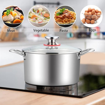 TeamFar 4.5 Quart Stock Pot, Stainless Steel Tri-Ply Cooking Pasta Soup Pot - Image 5