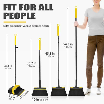 JEHONN Broom and Dust Pan, 54.3 inches Long Handle Swivel Brush, Upright - Image 8