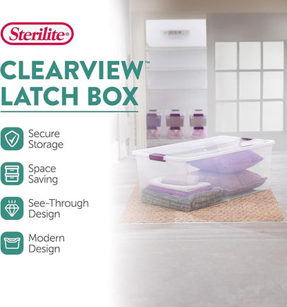 Sterilite 8-Pack 110 Quart ClearView Latch Box, Stackable Organizer Bins - Image 5