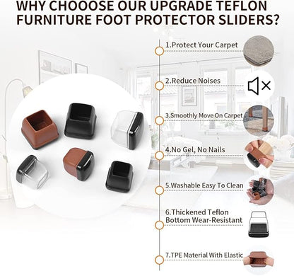 Ezprotekt 24 Pcs Clear Chair Leg Sliders - Image 8