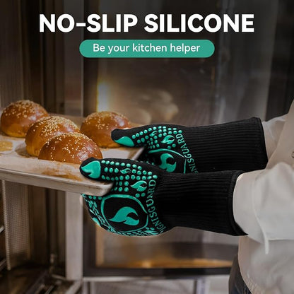 BBQ & Grill Gloves, Oven Gloves, 1472°F Silicone Oven Mitts Heat Resistant - Image 6