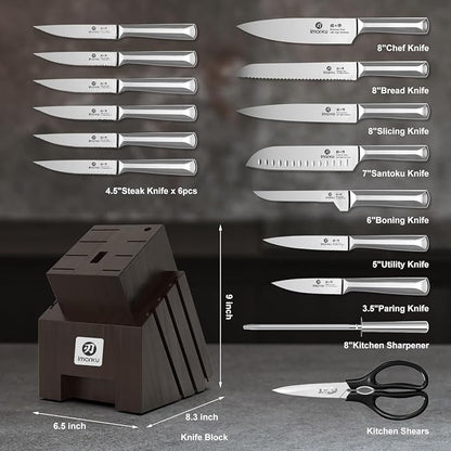 imarku Knife Set, High Carbon Stainless Steel Kitchen Knives, Non-Slip - Image 6