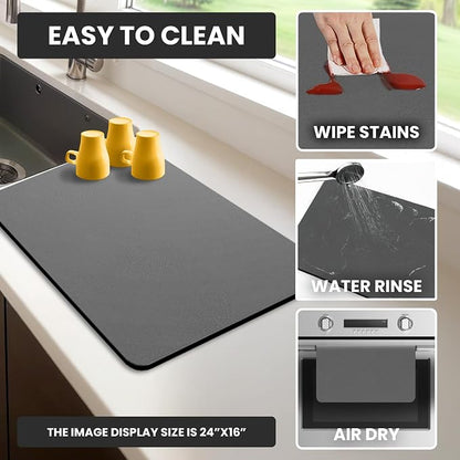 Dish Drying Mat Super Absorbent – 24" x 16" Coffee Mat - Image 5