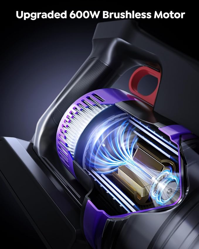 Cordless Vacuum Cleaner, 600W 50Kpa Stick Vacuum Cleaner - Image 4