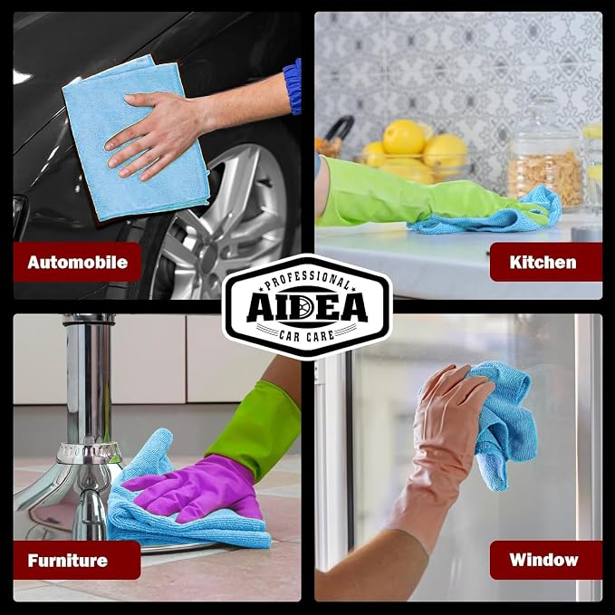 AIDEA Microfiber Cleaning Cloth Blue 20PK, Microfiber Towels - Image 5