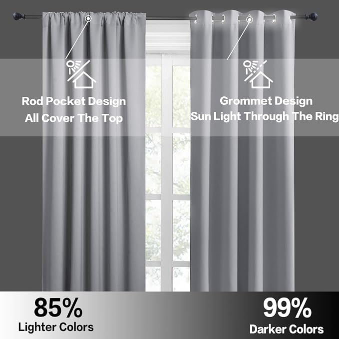 RYB HOME Short Curtains for Living Room Blackout Portable Blinds Shades for - Image 6