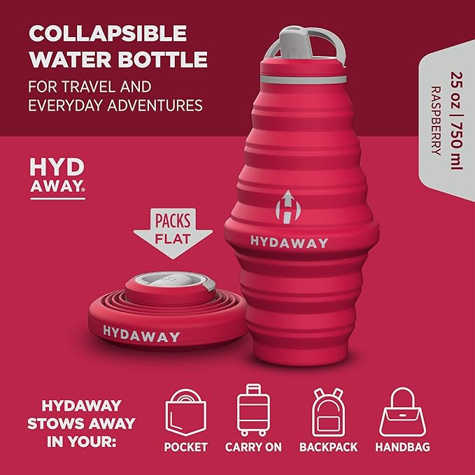 HYDAWAY 25oz Collapsible Water Bottle - BPA-Free, Leakproof, Lightweight, and Space-Saving - Perfect for Hiking, Travel, and All-Day Hydration