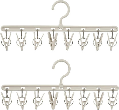 Clothes Hanger 2 Pack with 8 Clips, Clothes Drying Racks Windproof by Foshine