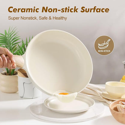 SENSARTE Ceramic Nonstick Frying Pan Skillet 9.5Inch Non Stick Omelette Pans - Image 2