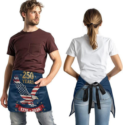 Server Apron with 3 Pockets, Waterproof Oil Waitress Waiter Half Apron - Image 3