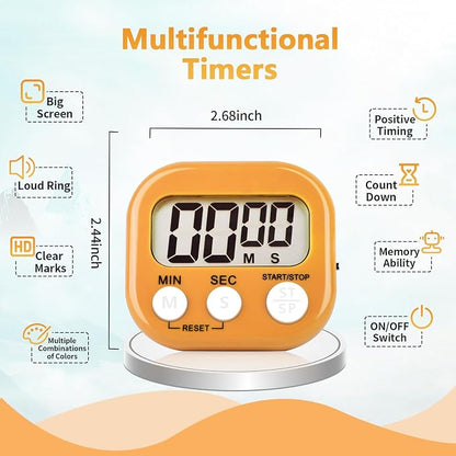 4 Pack Orange Digital Kitchen Timer Magnetic Digital Timer - Image 2