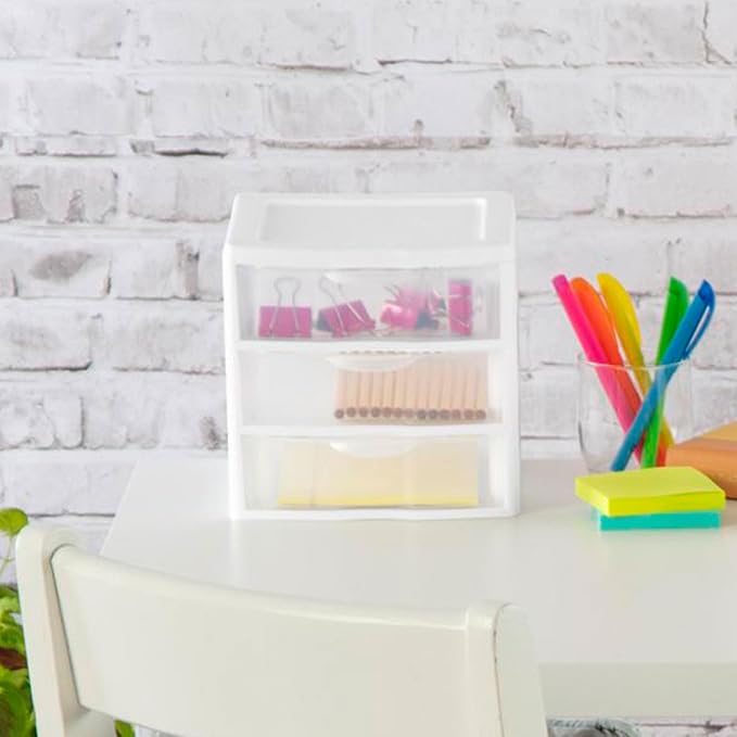 Sterilite Clearview Plastic Multipurpose Small 3 Drawer Desktop Storage - Image 5