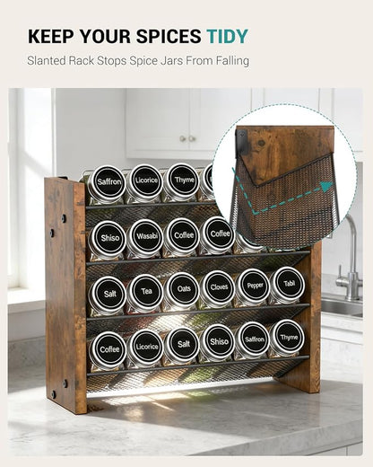 NESAPTO Spice Rack Organizer for Cabinet, Wood 4-Tier Vertical Seasoning - Image 3