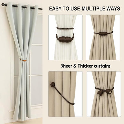 Magnetic Curtain Tiebacks Rope Tie Backs 4 Pack Decorative Window Holdbacks - Image 5