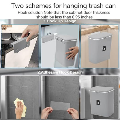 Compost Bin for Kitchen -2.4 Gallons/9L Trash Can for Under Sink, Hanging Small - Image 5
