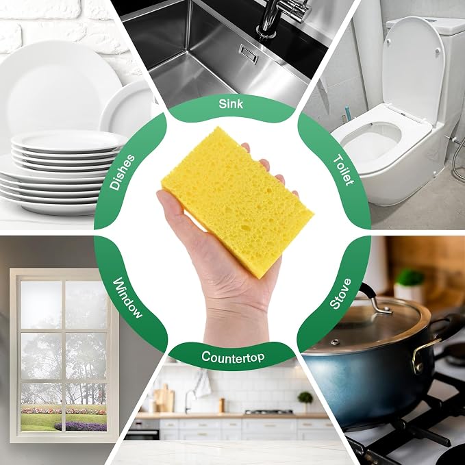 6-Pack Kitchen Sponges, Condense Eco Cellulose Non-Scratch Scrub Heavy Sponge - Image 6