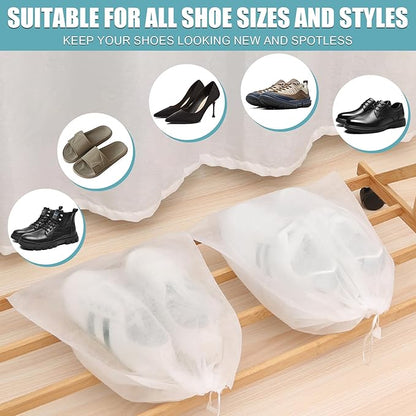 XXL Shoe Washing Machine Bag - 2-Pack Reusable Shoe Cleaning Bags, 360° Deep Clean for Tennis Shoes, Sneakers and Slippers, Includes 2 Shoe Storage Dust Bags (White)
