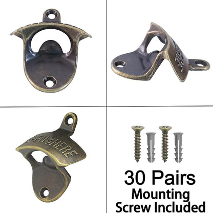 30 PCS Old Fashioned Beer Bottle Opener Wall Mounted Bulk, Antique Bronze Beer - Image 5
