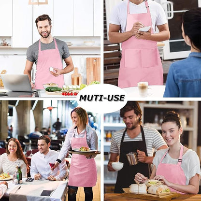 4 Packs Chef Apron with 2 Pockets, Waterproof Adjustable Apron - Image 7