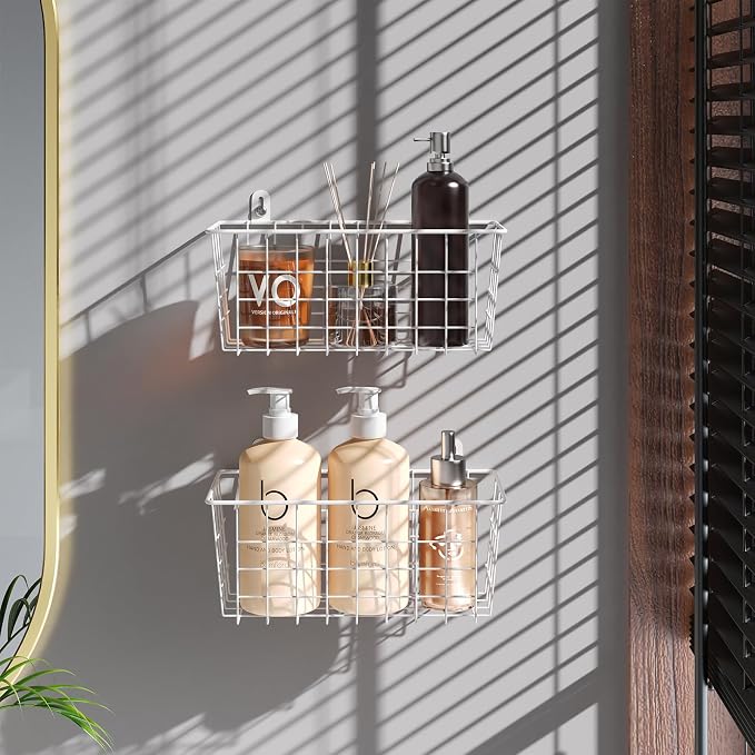 MaraFansie Hanging Wire Baskets Kitchen Storage Basket Adhesive and Screws - Image 3