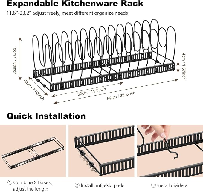 Housolution 2 Pack Pot and Pan Organizer, Pan Lid Holder Storage Rack - Image 5