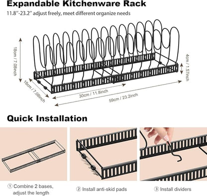Housolution 2 Pack Pot and Pan Organizer, Pan Lid Holder Storage Rack - Image 5