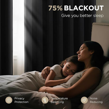 Joydeco Blackout Patio Sliding Door Curtains 96 Inches Long, Grommet Privacy - Image 6