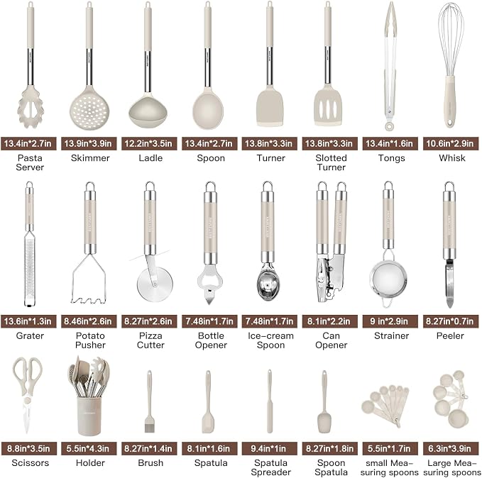Kitchen Utensils Set-Silicone Cooking Utensils-33pcs Non-Stick Silicone Cooking - Image 2