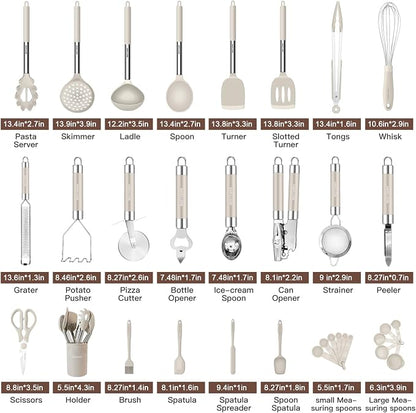 Kitchen Utensils Set-Silicone Cooking Utensils-33pcs Non-Stick Silicone Cooking - Image 2