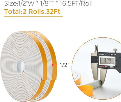 32 Feet Weather Stripping Door Seal, 1/2" Wide X 1/8" Thick Door Seal Strip - Image 3
