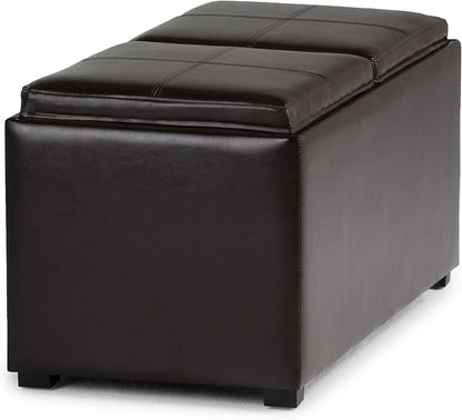 SIMPLIHOME Avalon 35 inch Wide Contemporary Rectangle 5 Pc Storage Ottoman in - Image 7