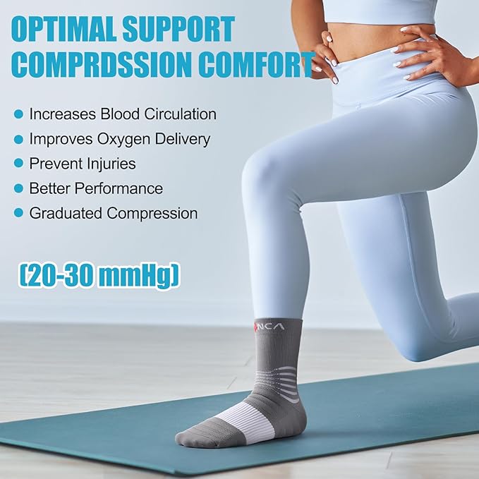 NEENCA Medical Compression Socks—2 Pairs, Ankle Socks for Injury Recovery, Pain Relief, Swelling, Sport Protection 20-30 mmHg