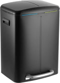 happimess HPM1005B Marco Rectangular 10.6-Gallon Double Bucket Trash Can with Soft-Close Lid, Fingerprint Resistant, Modern, Minimalistic for Home, Kitchen, Office, Bathroom, Black