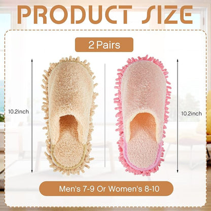 Jecery 2 Pair Microfiber Slippers Floor Cleaning Chenille Mop Slippers Base - Image 2