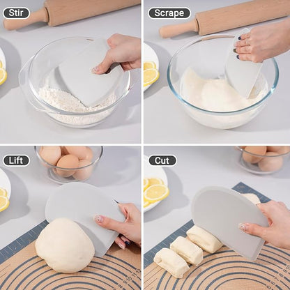 Silicone Dough Scraper with Stainless Steel Sheet, Curved Edge Flexible Bowl - Image 5