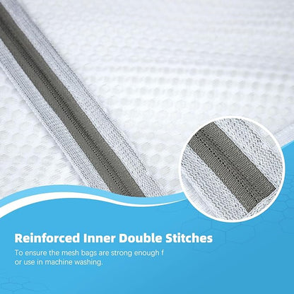 6-Pack Honeycomb Mesh Laundry Bags for Delicates - 12x16 Inches Medium Washing Bags for Bras, Lingerie, Socks, Baby Clothes - Gentle Wash Protection with Zipper Closure (6 Medium)