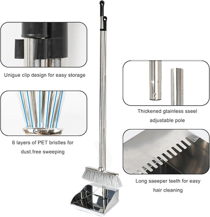 Broom and Dustpan Set, Soft Bristles Indoor Kitchen Broom - Image 4