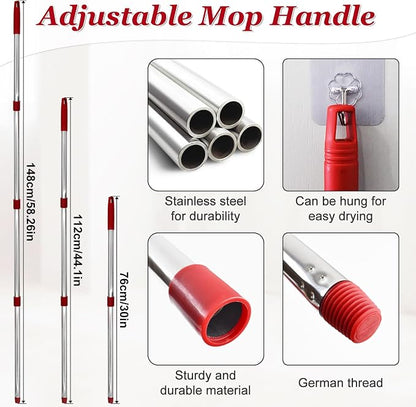 Spin Mop Handle, Mop Heads Replacements, Scrubber Mop Head and Mop Base Combo - Image 6
