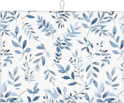 Blue Flower Dish Drying Mat For Kitchen Counter Absorbent Large Kitchen Fast by Unknown