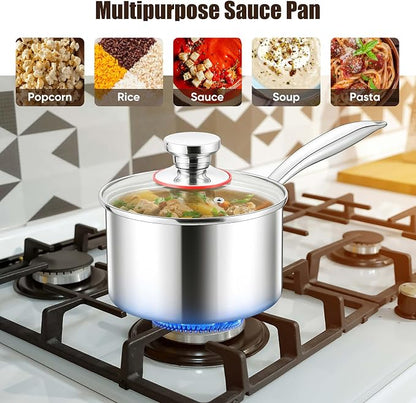 E-far Stainless Steel Saucepan Set - 1Qt & 2 Qt - Image 6
