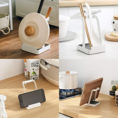NiHome Versatile Pot Lid Ladle Holder Multipurpose Spatula Pad Book Cutting - Image 7