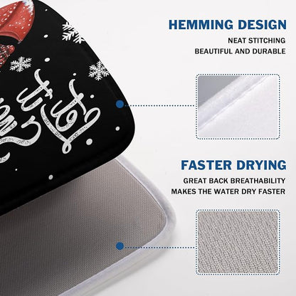 Black Snowman Dish Drying Mats for Kitchen Counter, Winter Snowflake Dish Mat - Image 4