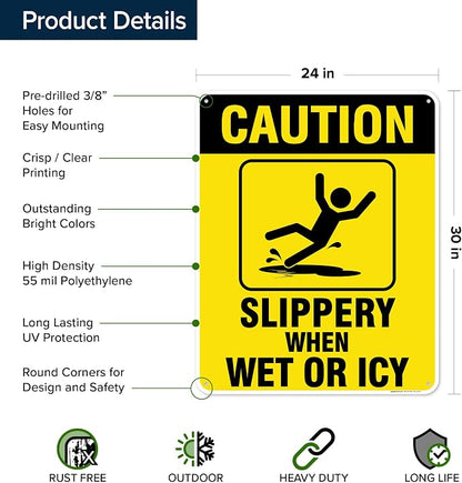 Caution Slippery When Wet Sign or ICY Sign, Indoor/Outdoor Use, USA MADE By My - Image 6