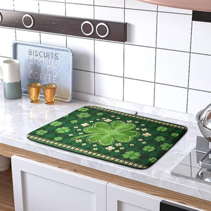 St Patricks Day Drying Mat for Kitchen Counter Shamrock Dish Drying Mats Lucky - Image 5