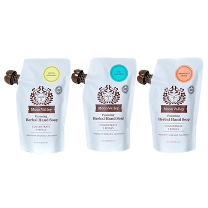 Moon Valley Foaming Hand Soap Refill Pouch, Three-Pack Lemon Rosemary, Mint by MoonValleyOrganics