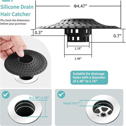 Shower Hair Drain Catcher, Silicone Bathtub Drain Hair Catcher Strainer - Image 5