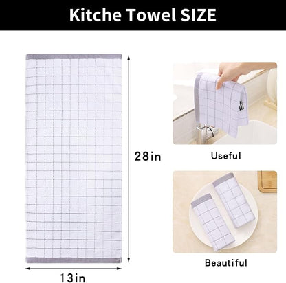 Homaxy 100% Cotton Terry Kitchen Towels, Checkered Designed, Soft and Super - Image 5